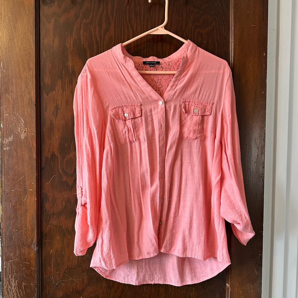 Pink Button-Up Women's Top